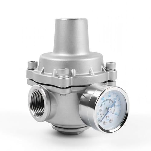 Water Pressure Regulator valve with Gauge, 3/4" NPT Adjustable RV Water Pressure Regulator, 304 Stainless Steel Water Pressure Reducing Valve for Garden, Home, Industrial Use - size: 0.75 Inch