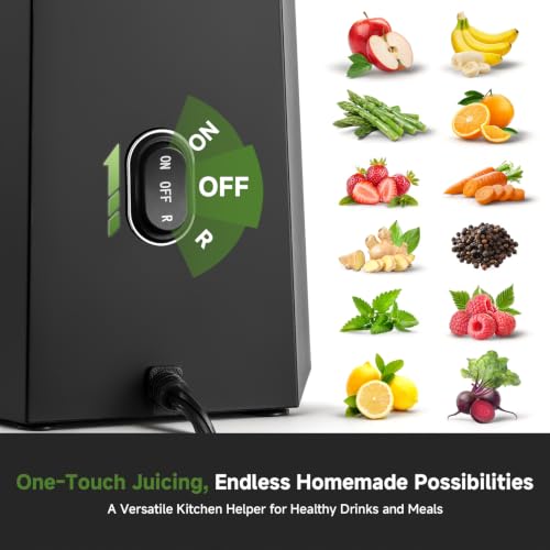 AAOBOSI Juicer Machines, Cold Press Juicer with 5.8" Wide Feed Chute Black - color: Black