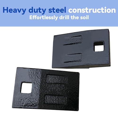 2Pcs 3 Point Auger Cutting Edge Wedges with Square Holes and Mounting Screws, High Carbon Steel Replacement Blades for Post Hole Digger, Heavy Duty Earth Auger Spiral Drill Bit Cut Parts - style: Set of 2