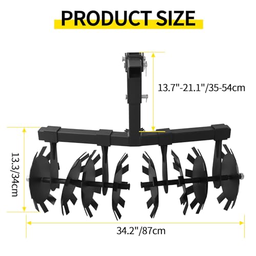 Disc Plow Harrow 32 Inch with Universal 2" Receiver Mount for ATV/UTV, Adjust Height Heavy Duty Width Cut Disc Plow Durable Steel Round Plow Harrow
