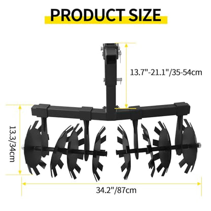 Disc Plow Harrow 32 Inch with Universal 2" Receiver Mount for ATV/UTV, Adjust Height Heavy Duty Width Cut Disc Plow Durable Steel Round Plow Harrow