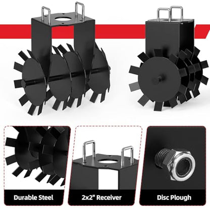 GarveeLife 2 Pieces of ATV Disc Plow Implement, Pull Behind Tiller Disc Plough Harrow for Tractor Attachments