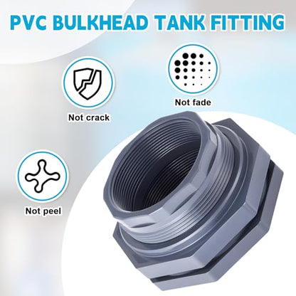 2 Pcs 4 Inch Bulkhead Fitting PVC Npt Tank Connector - size: 4 Inch
