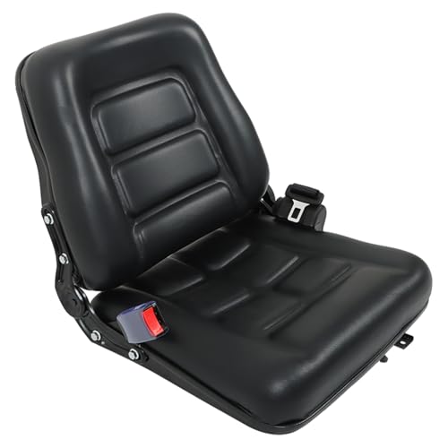 GXYWADY Universal Adjustable Fold Down Forklift Seat Replacement for Tractor Loader Excavator Forklift Black