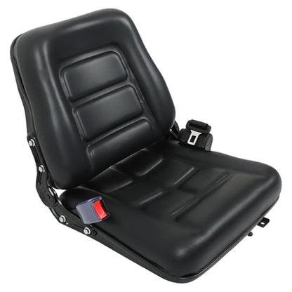 GXYWADY Universal Adjustable Fold Down Forklift Seat Replacement for Tractor Loader Excavator Forklift Black
