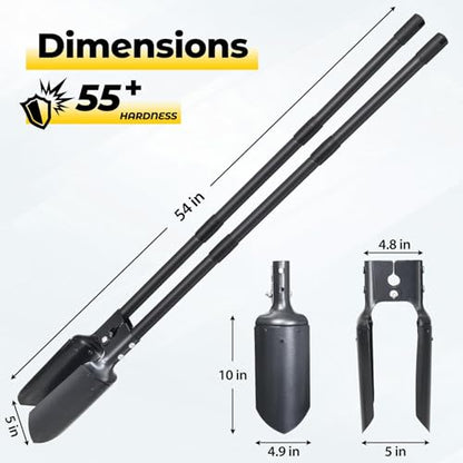 Post Hole Digger Tool, Heavy Duty Post Hole Digger with 55 Inch Handle, Dual Sharp Blades for Soil Plugging, Digging, Cultivating, Weeding, Manual Post Hole Digging Tool Garden Shovel Grey