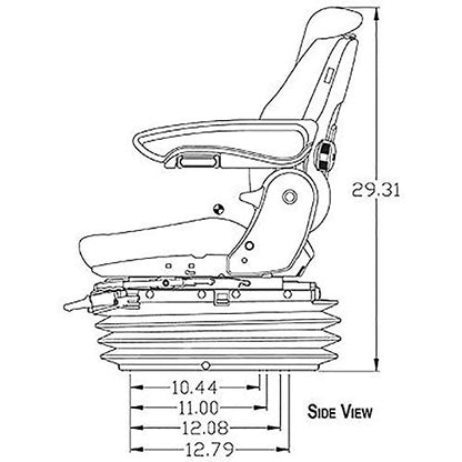 7922-P6688 Black/Gray Seat & Suspension Assy Fits John Deere, Case IH