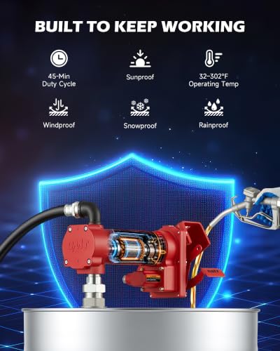 OMT 12V 20 GPM Fuel Transfer Pump with Manual Nozzle - color: 20GPM Gas Pump Kit
