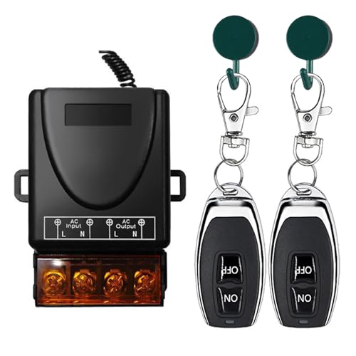 220V Wireless Remote Switch, AC 110V/120V/240V 30A Relay RF Remote Control Switch with 328ft Long Range for Motors, Water Pump, Light, Garage Door, Domestic Electric Appliance