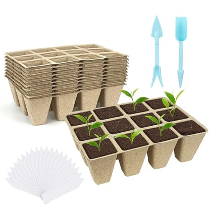 120 Cells Biodegradable Seedling Starter Trays,10 Pack Plant Starter Kit - size: 120 Cells, 10 Packs