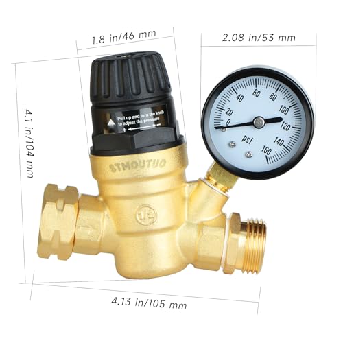 STMOUTUO RV Water Pressure Regulator Valve for Camper. Lead-Free Brass.