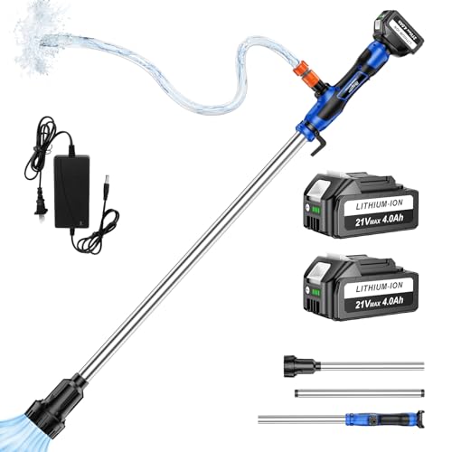 Cordless Stick Water Transfer Pump with 2x4.0Ah 21V Batteries, 770GPH, 32FT Head, 45-Mins Long Runtime, Powerful & Quick Battery Water Pump Compatible with Makita 18V Battery