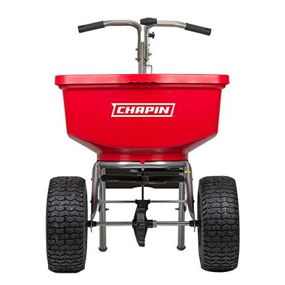 CHAPIN 8400C 100-Pound Capacity Made in USA Professional SureSpread Turf Spreader with Stainless Steel Frame and Linkage, Enclosed Gearbox, 14-inch Tires, Rotary Gate - Fertilizers/Weed Control, Red