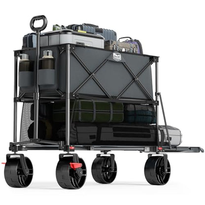 Timber Ridge 400L Folding Double Decker Wagon with Brakes, 54" Extra Long - color: Gray, size: Double Decker