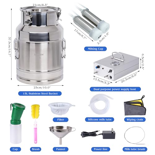 15L Rechargeable Cow Milking Machine Portable Electric Cow Milker