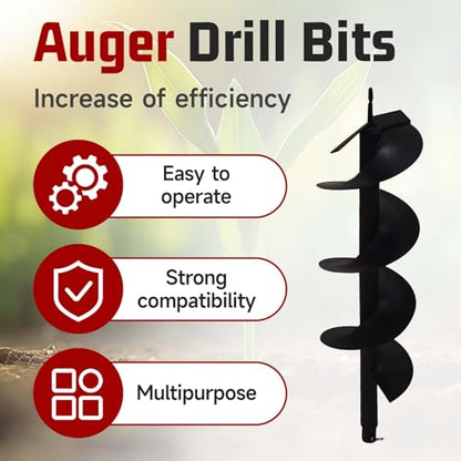 findmall Earth Auger Drill Bits 4" 6" 8" 10" 12" for gaseous Powered Post Fence Hole Digger (8inch) - size: 8inch