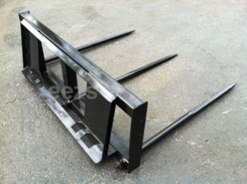 Skid Steer Attachment, 3 x 43" Hay Bale Spear, Rated 3000 LB, Quick Attach - size: 3 x 43"