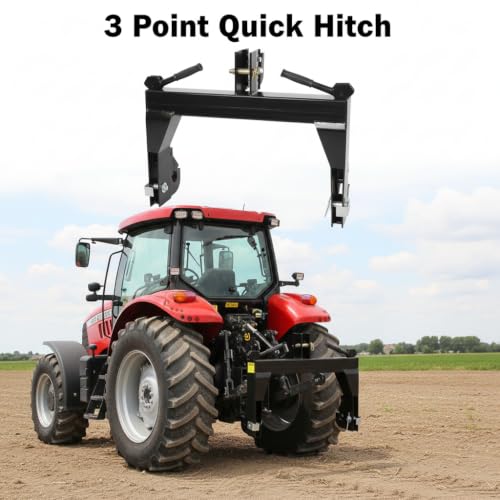 3-Point Quick Hitch Compatible with Category 1 Tractors, 3000 lb Lifting Capacity, Heavy Duty, 2 Receivers for Lower Arms