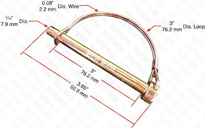 Tech Team #00843, Double Wire Lock Pin 5/16” Dia. x 3” Long, Round, Hitch Pins, PTO Pins, Quick-Release, Can Replace a Clevis and Cotter Pin, 3 pcs. - size: 5/16” Dia. x 3” Long, style: Round
