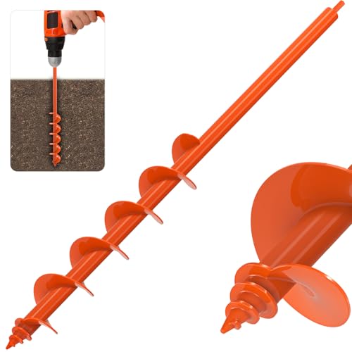 Insaga Auger Drill Bit for Planting 3''x32'' Garden Earth Auger 3mm Thicker Drill Augers for Digging Holes Heavy Duty Auger Post Hole Digger for Bulb, Flowers, Plants - Fits 3/8" Hex Drive Drill - size: 3x32''