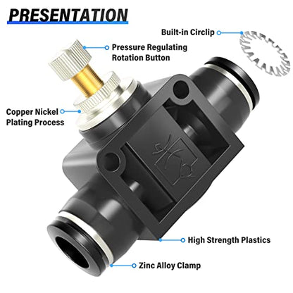 TAILONZ 3/8" SCF-3/8 Flow Control Valve 1pcs - size: 3/8"/Black/1PCS