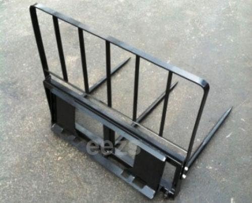 Skid Steer Attachment, 3 x 43" Hay Bale Spear w/Guard-WD, Rated 3000 LB, Quick Attach