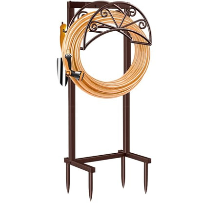 TomCare Garden Hose Holder, Heavy Duty Stand for 160FT Hose with 4 Spikes - color: Bronze