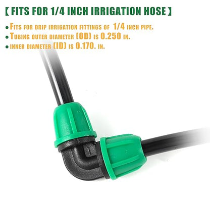20Pcs 1/4 inch Drip Irrigation Elbow Fittings,Green - color: Green-Elbow
