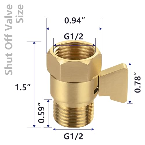 Brushed Gold Shower Head Flow Restrictor, 1/2" IPS Copper - color: Brushed Gold