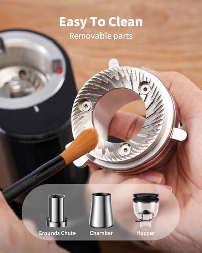SHARDOR 64mm Flat Burr Coffee Grinder, 100 Settings, Anti-Static, Black - color: Black