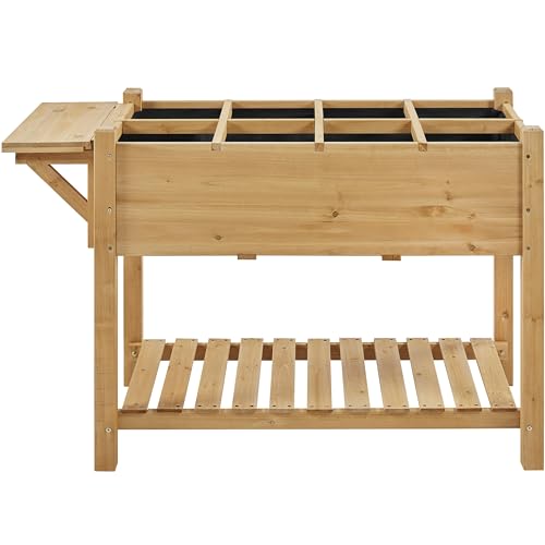 Yaheetech Herb Garden Planter Outdoor Wood Standing Garden Bed,Light Brown - color: Light Brown