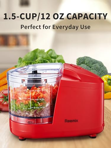 1.5-Cup One-Touch Electric Food Chopper, 100W Mini Food Processor Meat Grinder, Mix, Chop, Mince and Blend Vegetables, Fruits, Nuts, Meats, Stainless Steel Blade (Red) - color: Red