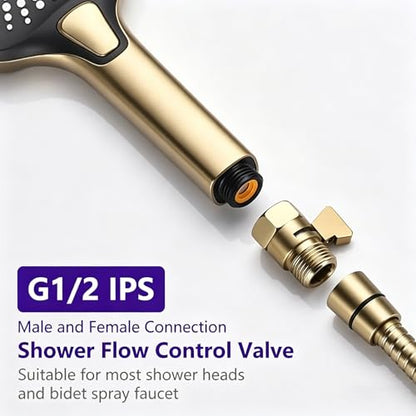 Brushed Gold Shower Head Flow Restrictor, 1/2" IPS Copper - color: Brushed Gold