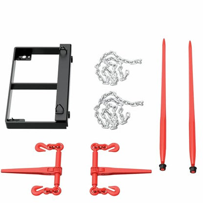 Suitable for Dual Hay Bale Spear 49" 3000 lbs, Heavy Duty Front Skid Steer Loader Tractor Bucket Attachment with Coated Rust Resistant