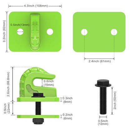 Insaga 3/8" Tractor Bucket Hooks - 2 Pack Forged Steel Bolt-On Grab Hooks - color: Light Green-2Pack