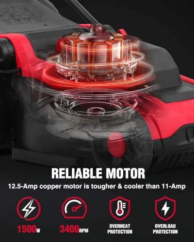 Small Corded Lawn Mower, 14 Inch, Reliable 12.5-Amp Motor, Lightweight
