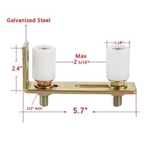 Skelang Slide Gate Guide Roller with L Post Bracket, Adjustable Dual Nylon Rollers Gate Assembly Support for Sliding Rolling Gates 2-5/16" Max Capacity