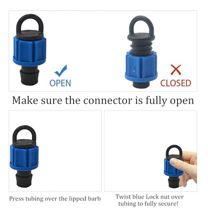 15Pcs 16mm Drip Irrigation Tubing End Cap Plugs with Loop, Blue Connector Farm Irrigation Tools Fit for Most 16-17mm Drip Tape AG Tubing - size: Tubing End Cap Plugs with Loop