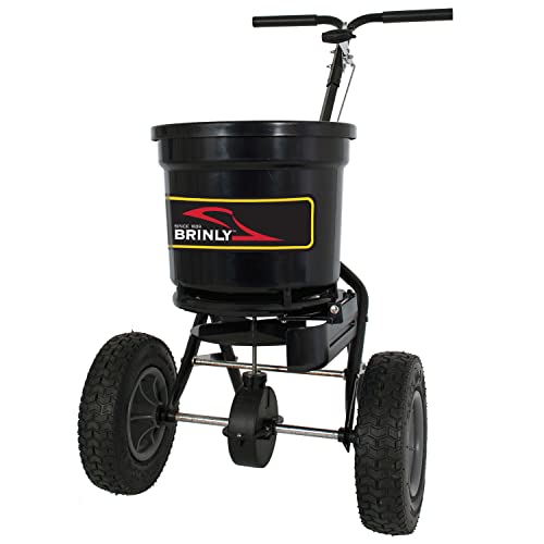 Brinly P20-500BHDF-A Push Spreader with Side Deflector Kit and Hopper Grate, 50 lb. Capacity - Flat Black - color: Flat Black