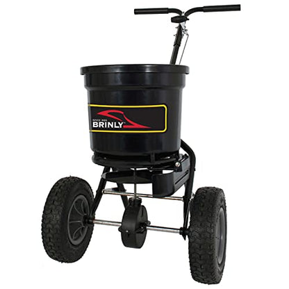 Brinly P20-500BHDF-A Push Spreader with Side Deflector Kit and Hopper Grate, 50 lb. Capacity - Flat Black - color: Flat Black