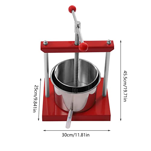 Fruit Wine Press Manual Fruit Pressing Juice Maker Stainless Steel Apple Grapes Cheese Honey Press Machine with T-Handle for Household Farms Food Factories, Dual Stainless Steel Barrels (6L) - size: 6L