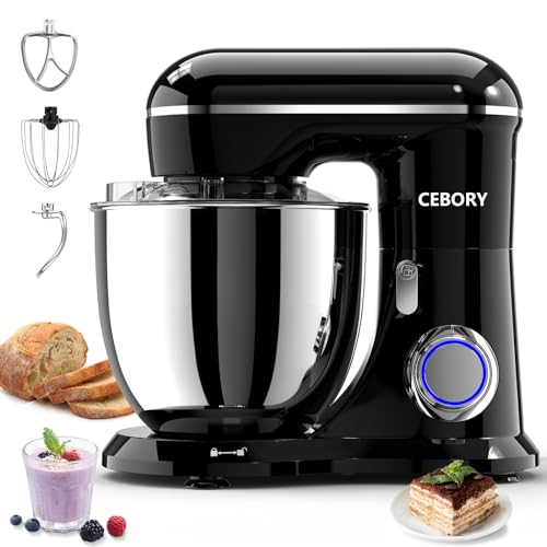 CEBORY 3-IN-1 Electric Stand Mixer, 6.5QT Bowl 660W 10-Speed Kitchen Mixer, Household Food Mixers include Dough Hook, Beater and Whisk, Bread Cake Mixer for Baking and Most Home Cooks, Black - color: Black
