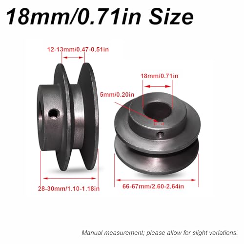 tooloflife Cast Iron V Belt Pulley, Heavy-Duty V-Groove Pulley for Industrial/DIY Power Transmission (18mm/0.71in) - size: 18mm/0.71in