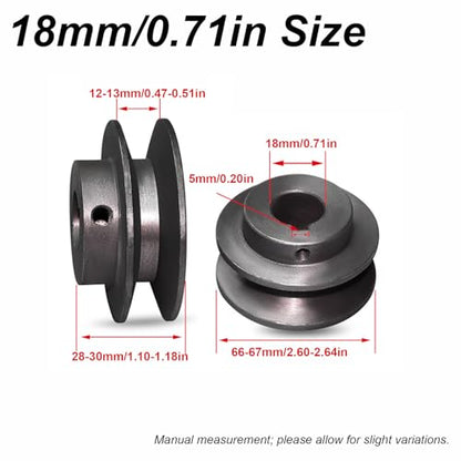 tooloflife Cast Iron V Belt Pulley, Heavy-Duty V-Groove Pulley for Industrial/DIY Power Transmission (18mm/0.71in) - size: 18mm/0.71in