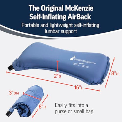 OPTP The Original McKenzie Self-Inflating AirBack Travel Lumbar Support - size: 16" Width x 2" Depth x 8" Height