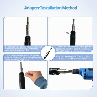 Neeki Two Stage Auger Adapter, Ice Auger Drill Adapter for 1/2" Hand Drills