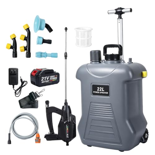 5.8 Gallon 21V Battery Powered Sprayer with Wheel, Electric Garden Sprayer