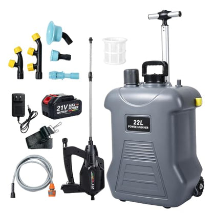 5.8 Gallon 21V Battery Powered Sprayer with Wheel, Electric Garden Sprayer