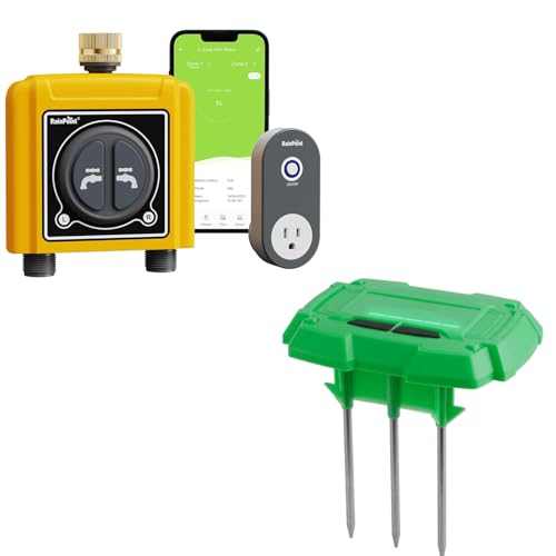 RAINPOINT WiFi Water Timer with WiFi Soil Moisture Sensor, WiFi Hose Timer for Lawn,WiFi Sprinkler Controller via APP/Voice Control,Automatic Watering System