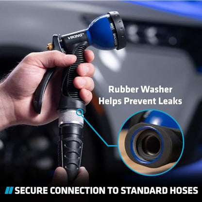 VIKING Garden Hose Nozzle with 8 Spray Patterns for Washing Cars - style: 8 Pattern Hand Control 2 Pack